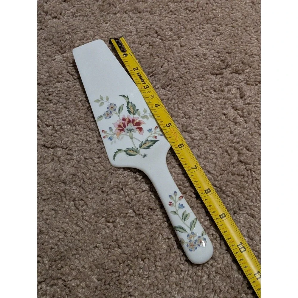 Vintage Andrea by Sadek, CAKE SERVER  Floral Pink Flowers Made in Japan